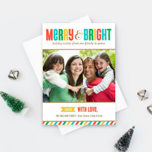 Foto van Merry and Bright Bold Colors en Stripes Feestdagenkaart