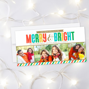 Foto van Merry and Bright Bold Colors en Stripes Feestdagenkaart