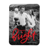 Foto van Merry and Bright Bold Red Script Holiday Magneet (Verticaal)