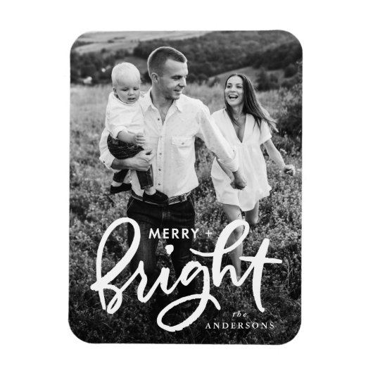 Foto van Merry and Bright Bold Script Holiday Magneet (Verticaal)