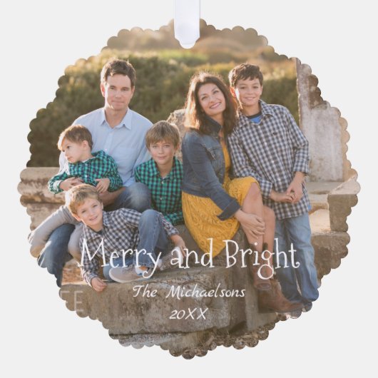 Foto van Merry and Bright Family Ornament Kaart (Voorkant)