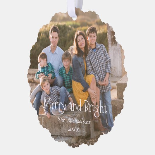 Foto van Merry and Bright Family Ornament Kaart (Links)