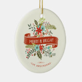 Foto van Merry and Bright Floral Holiday Keramisch Ornament (Rechts)
