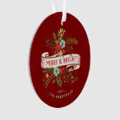 Foto van Merry and Bright Floral Holiday Ornament (voorkant)