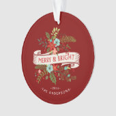 Foto van Merry and Bright Floral Holiday Ornament (voorkant)