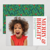 Foto van Merry and Bright Happy Holiday Feestdagenkaart (Voorkant / Achterkant)