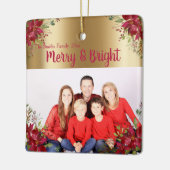 Foto van Merry and Bright Kerstmis Burgundy Holida Keramisch Ornament (Links)