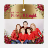 Foto van Merry and Bright Kerstmis Burgundy Holida Keramisch Ornament (Achterkant)