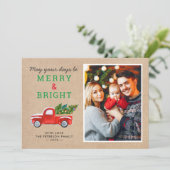 Foto van Merry and Bright Kerstmis Truck Kraft Feestdagenkaart (Staand voorkant)