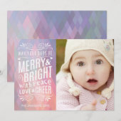 Foto van Merry and Bright Modern Geometric Pastel Feestdagenkaart (Voorkant / Achterkant)
