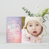 Foto van Merry and Bright Modern Geometric Pastel Feestdagenkaart (Staand voorkant)