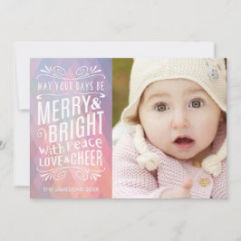 Foto van Merry and Bright Modern Geometric Pastel Feestdagenkaart