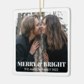 Foto van Merry and Bright Modern met kerstparen Keramisch Ornament (Links)