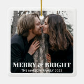 Foto van Merry and Bright Modern met kerstparen Keramisch Ornament (Achterkant)