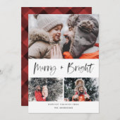 Foto van Merry and Bright Modern penseelscript Feestdagenkaart (Voorkant / Achterkant)