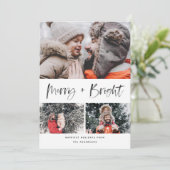 Foto van Merry and Bright Modern penseelscript Feestdagenkaart (Staand voorkant)