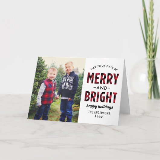 Foto van Merry and Bright Modern Red Buffalo Feestdagen Kaart (Voorkant)