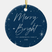 Foto van Merry and Bright Navy Holiday Keramisch Ornament (Voorkant)
