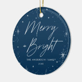 Foto van Merry and Bright Navy Holiday Keramisch Ornament (Links)