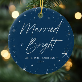 Foto van Merry and Bright Navy Holiday Keramisch Ornament