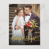 Foto van Merry And Bright Newlywed Christmas Holid Briefkaart (Voorkant)