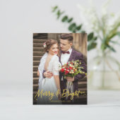 Foto van Merry And Bright Newlywed Christmas Holid Briefkaart (Staand voorkant)