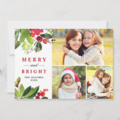 Foto van Merry and Bright Red Waterverf Greenery Feestdagenkaart (Voorkant)