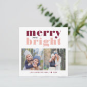 Foto van Merry and Bright Roos Gold en Wine Red Feestdagenkaart (Staand voorkant)