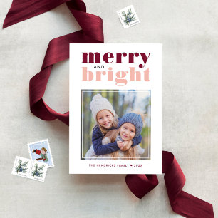 Foto van Merry and Bright Roos Gold en Wine Red Feestdagenkaart