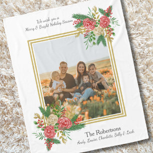 Foto van Merry and Bright Waterverf Floral Fleece Deken