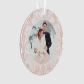 Foto van Merry and Married Blush Damask Wedding Ornament (voorkant)