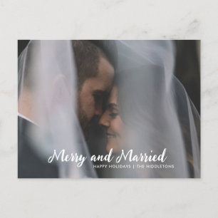 Foto van Merry and Married Couple Wedding Feestdagenkaart
