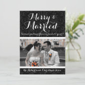 Foto van Merry and Married Damask Holiday Feestdagenkaart (Staand voorkant)