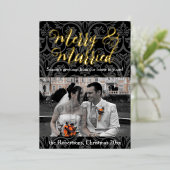 Foto van Merry and Married Damask Holiday Folie Feestdagenkaart (Staand Voorkant)