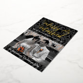 Foto van Merry and Married Damask Holiday Folie Feestdagenkaart (Gedraaid)