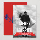Foto van Merry and Married Modern Ribbon Holiday Feestdagenkaart (Voorkant / Achterkant)