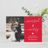 Foto van Merry and Married Red Kerstfeestay Feestdagenkaart (Staand voorkant)