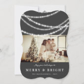 Foto van Merry & Bright Kerstmis met mousserende l Feestdagenkaart (Voorkant)