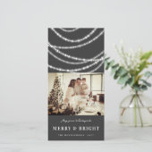 Foto van Merry & Bright Kerstmis met mousserende l Feestdagenkaart (Staand voorkant)