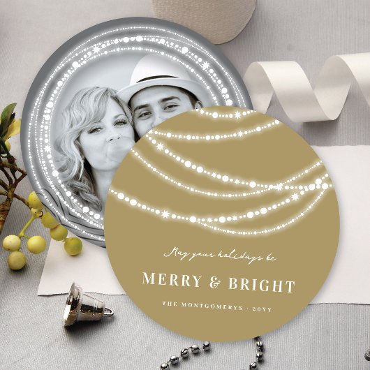 Foto van Merry & Bright Kerstmis met mousserende l Feestdagenkaart