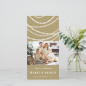 Foto van Merry & Bright Kerstmis met mousserende l Feestdagenkaart (Staand voorkant)