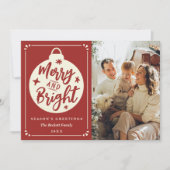 Foto van Merry & Bright Modern Kerstmis Bauble Feestdagenkaart (Voorkant)