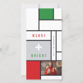 Foto van Merry & Bright Modern Mondriaanse minimal Feestdagenkaart (Voorkant)