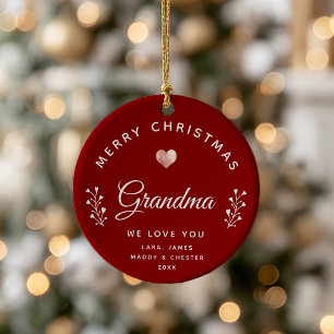 Foto van Merry Christmas Grandma Rose Gold Maroon Keramisch Ornament
