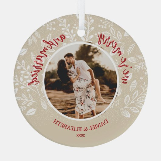 Foto van Merry en Married Glas Ornament (Achterkant)