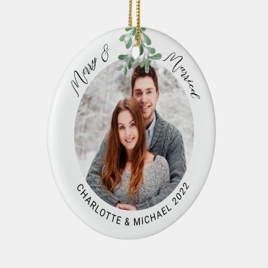 Foto van Merry en Married Keramisch Ornament (Rechts)