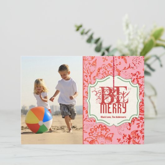 Foto van Merry  Floral Print Family Feestdagenkaart (Staand voorkant)