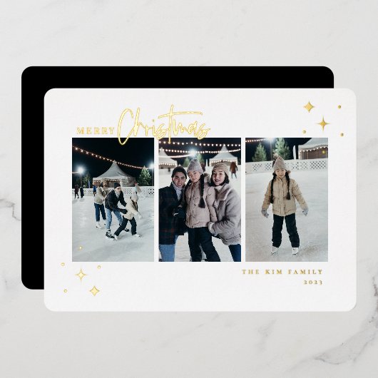 Foto van Merry kerst 3 Folie Feestdagenkaart (Voorkant / Achterkant)