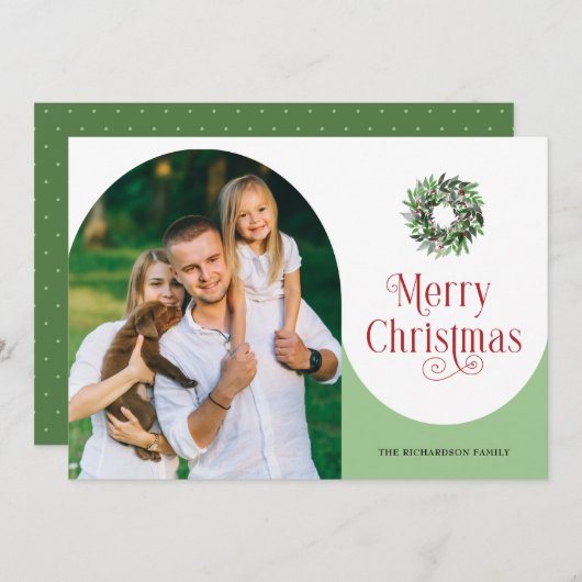 Foto van Merry kerst Modern Feestdagenkaart (Voorkant / Achterkant)