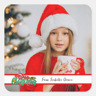 Foto van Merry kerst One Vierkante Sticker